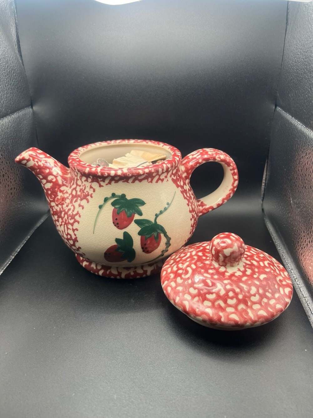 Red And White Strawberry Teapot